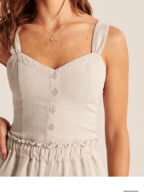 abercrombie and fitch linen blend button tank
